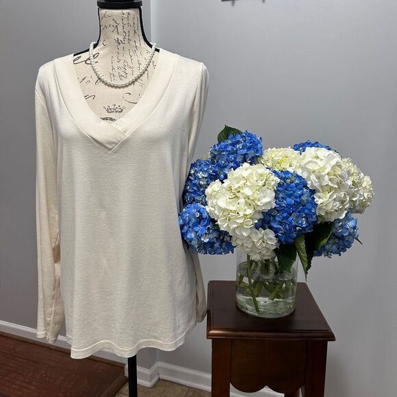 J. Jill Cream Long Sleeve Relaxed Blouse - Picture 1 of 6